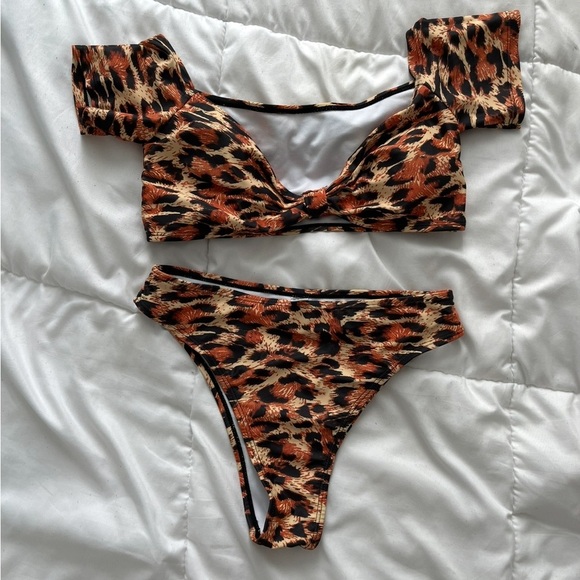 Other - Leopard Print Off-Shoulder Bikini